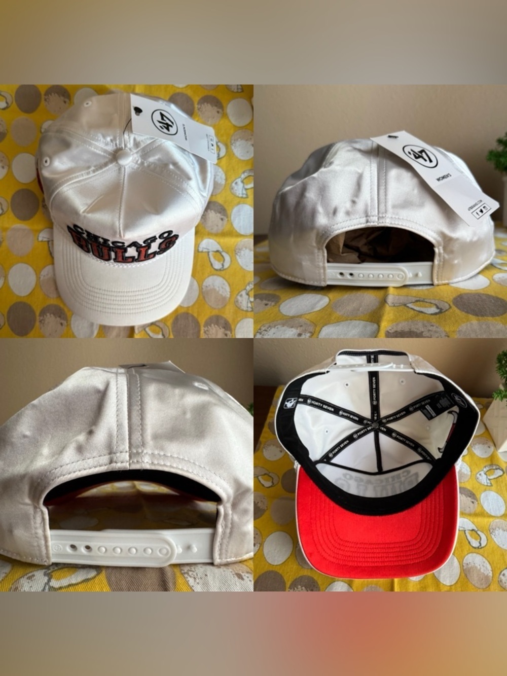 47 Brand NWT Chicago Bulls white satin Women’s hat - Picture 5 of 16